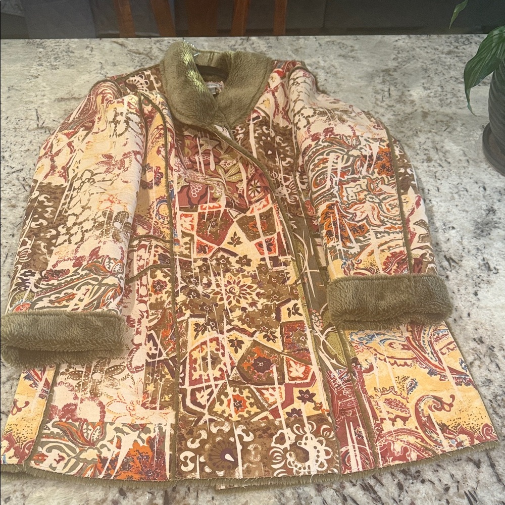 Chico's Multicolor Patterned Pea Coat - image 1